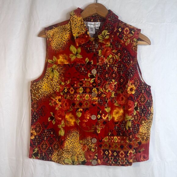 Coldwater Creek NWT Southwestern Floral Print Sleeveless Blouse Size Medium Boho - Picture 9 of 9
